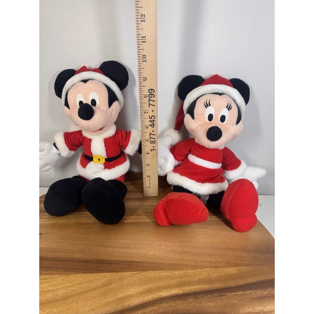 Vintage Disney Mickey & Minnie Mouse Christmas‎ Rattle Plush Animals
